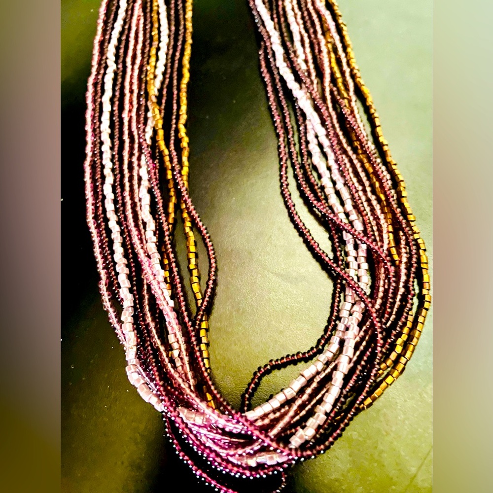 Czech Glass Purple and Bronze Beaded Necklace, NWT. - Picture 6 of 11